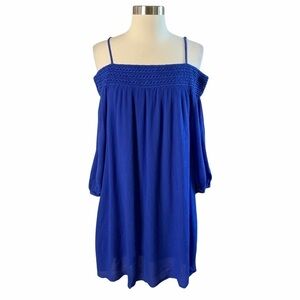 Purple Snow Embroidered Off The Shoulder Dress